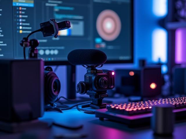 Streaming set'as: kamera, mikrofonas ir LED apšvietimas Žaidimų Namai